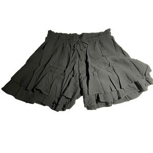 EGOCKAL Women's Black Rayon Ruffled Tiered Shorts Elastic Waist Drawstring XL